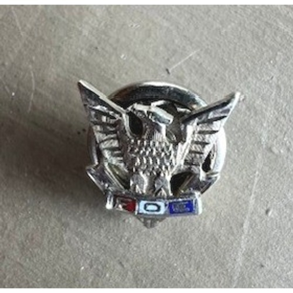 Fraternal Order of Eagles FOE Lapel Pin Silver Eagle Enamel Screwback Vintage